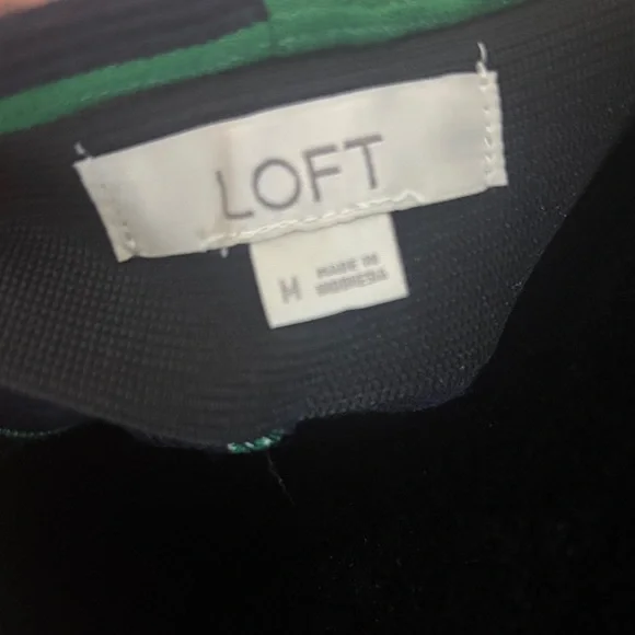 LOFT Green and Navy Striped Pencil Skirt - Picture 2 of 5